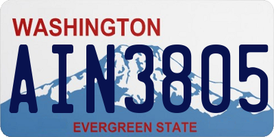 WA license plate AIN3805