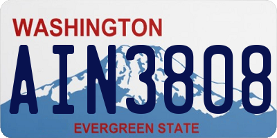 WA license plate AIN3808