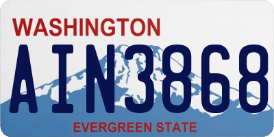 WA license plate AIN3868
