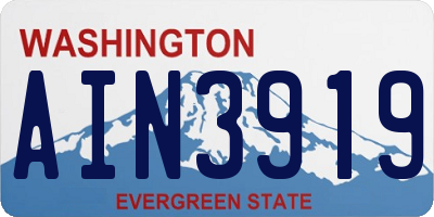 WA license plate AIN3919