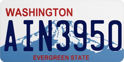 WA license plate AIN3950