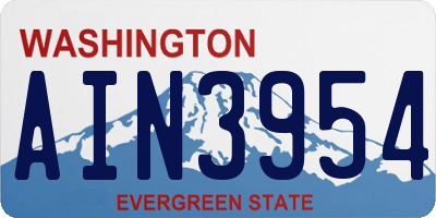 WA license plate AIN3954