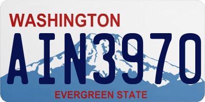 WA license plate AIN3970