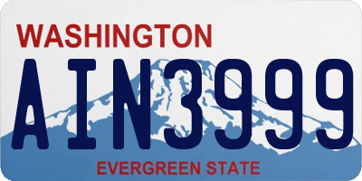 WA license plate AIN3999