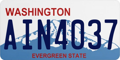WA license plate AIN4037