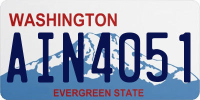 WA license plate AIN4051
