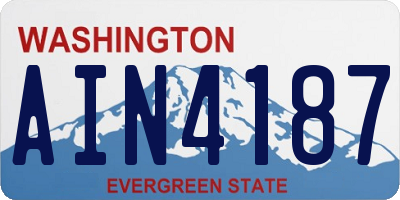 WA license plate AIN4187