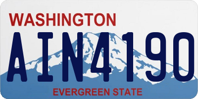 WA license plate AIN4190