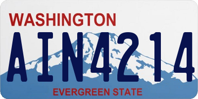 WA license plate AIN4214