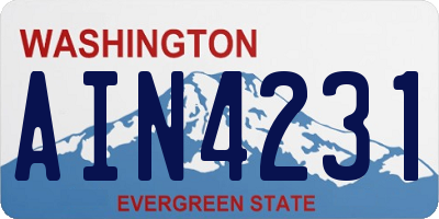 WA license plate AIN4231