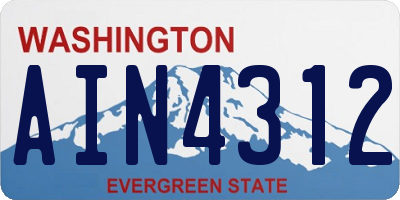 WA license plate AIN4312