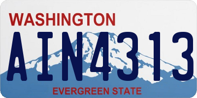 WA license plate AIN4313