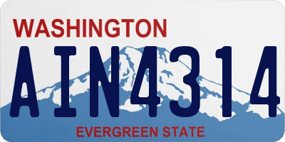 WA license plate AIN4314