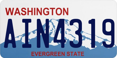 WA license plate AIN4319