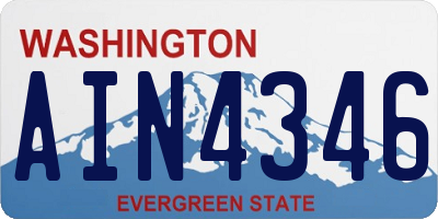 WA license plate AIN4346