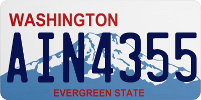 WA license plate AIN4355