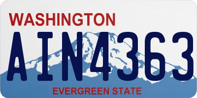 WA license plate AIN4363