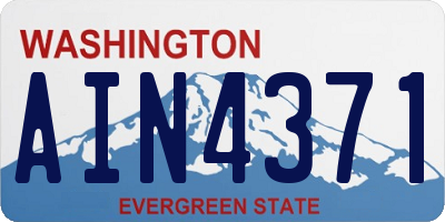 WA license plate AIN4371