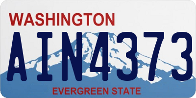 WA license plate AIN4373