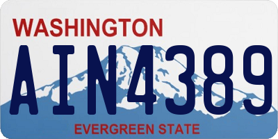 WA license plate AIN4389