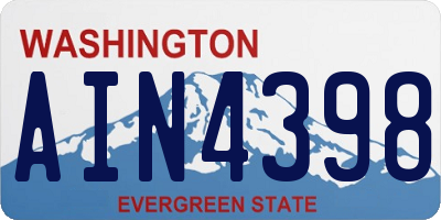 WA license plate AIN4398