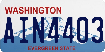 WA license plate AIN4403