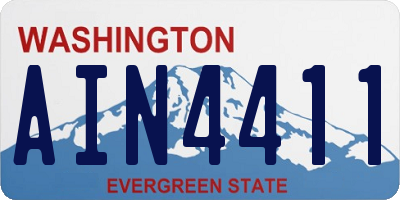 WA license plate AIN4411