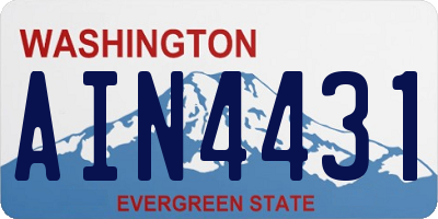 WA license plate AIN4431