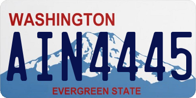 WA license plate AIN4445