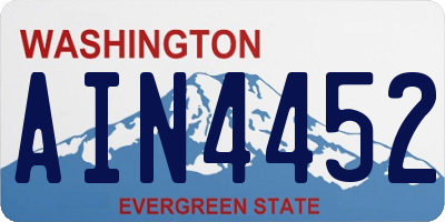 WA license plate AIN4452