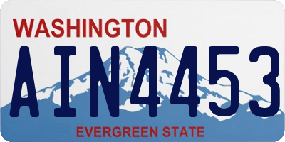 WA license plate AIN4453