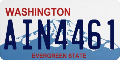 WA license plate AIN4461