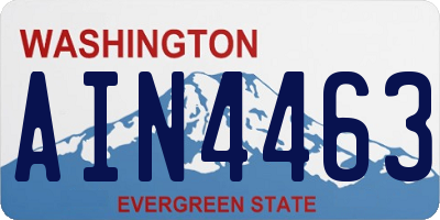 WA license plate AIN4463