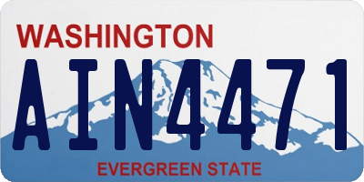 WA license plate AIN4471