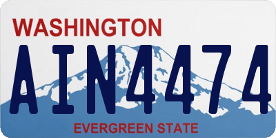 WA license plate AIN4474