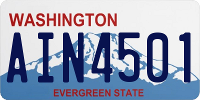 WA license plate AIN4501