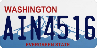 WA license plate AIN4516