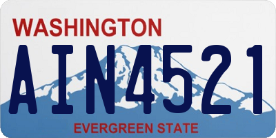 WA license plate AIN4521