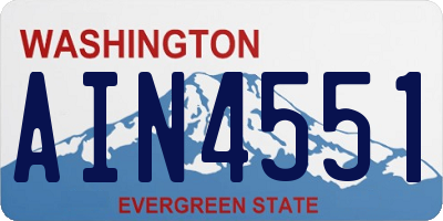 WA license plate AIN4551