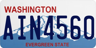 WA license plate AIN4560