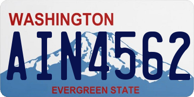 WA license plate AIN4562