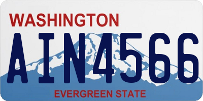 WA license plate AIN4566