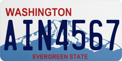 WA license plate AIN4567