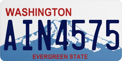 WA license plate AIN4575