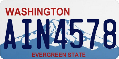 WA license plate AIN4578