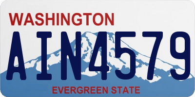 WA license plate AIN4579