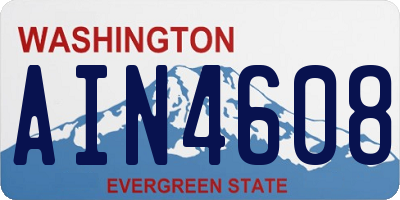 WA license plate AIN4608
