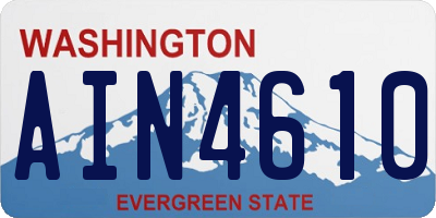 WA license plate AIN4610