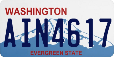 WA license plate AIN4617