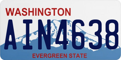WA license plate AIN4638